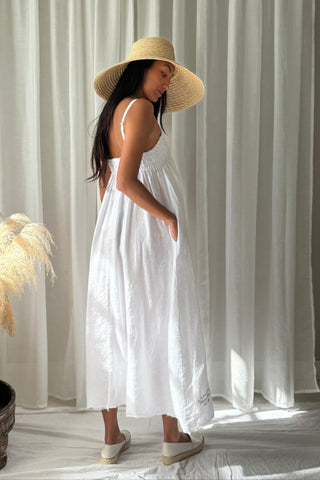 Pollenca linen dress, white