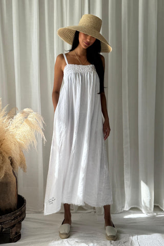 Pollenca linen dress, white