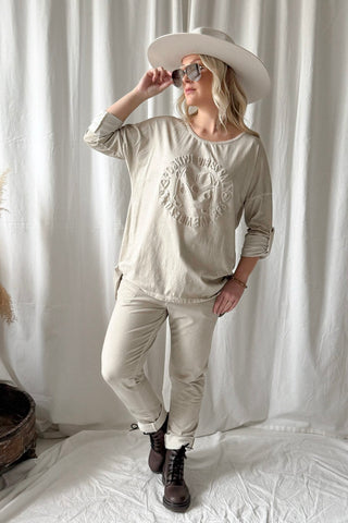 Positive Vibes sweatshirt, beige