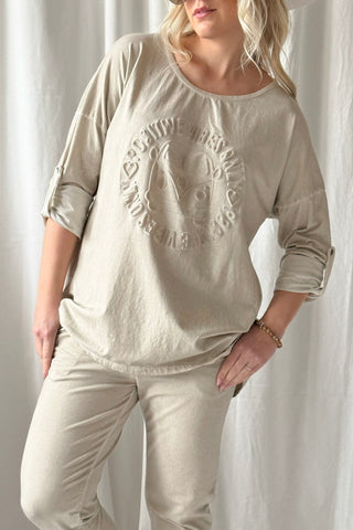 Positive Vibes sweatshirt, beige