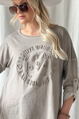Positive Vibes sweatshirt, taupe