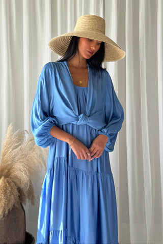 Pure Fantasy satin dress, sky blue