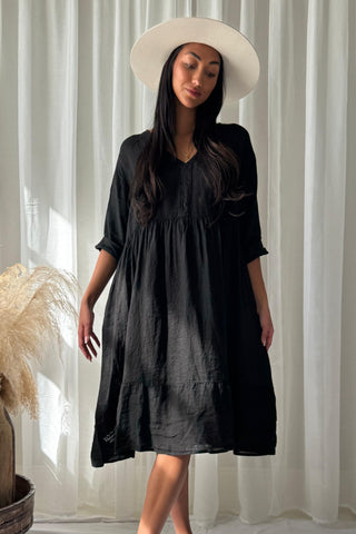 Raelle pellavamekko, musta