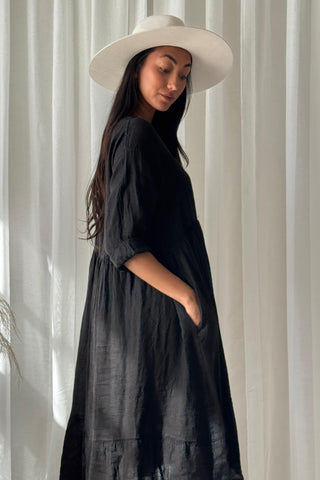 Raelle pellavamekko, musta