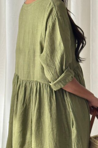 Raelle pellavamekko, green