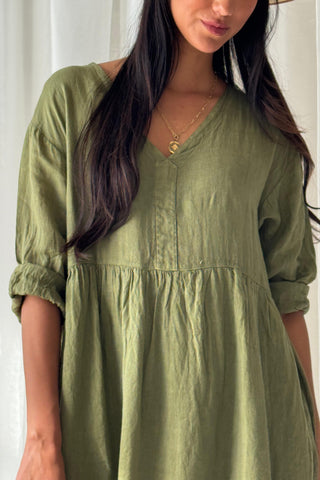 Raelle pellavamekko, green