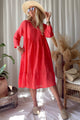 Raelle pellavamekko, poppy red