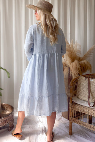Raelle pellavamekko, light blue