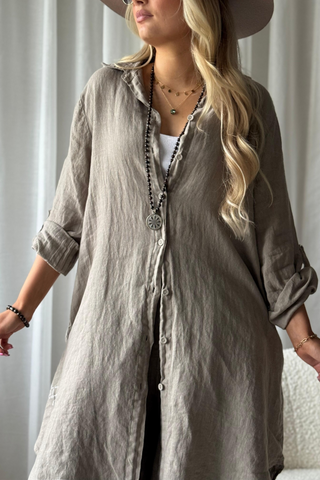 Dianne linen shirt, taupe