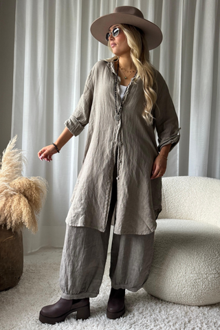Dianne linen shirt, taupe