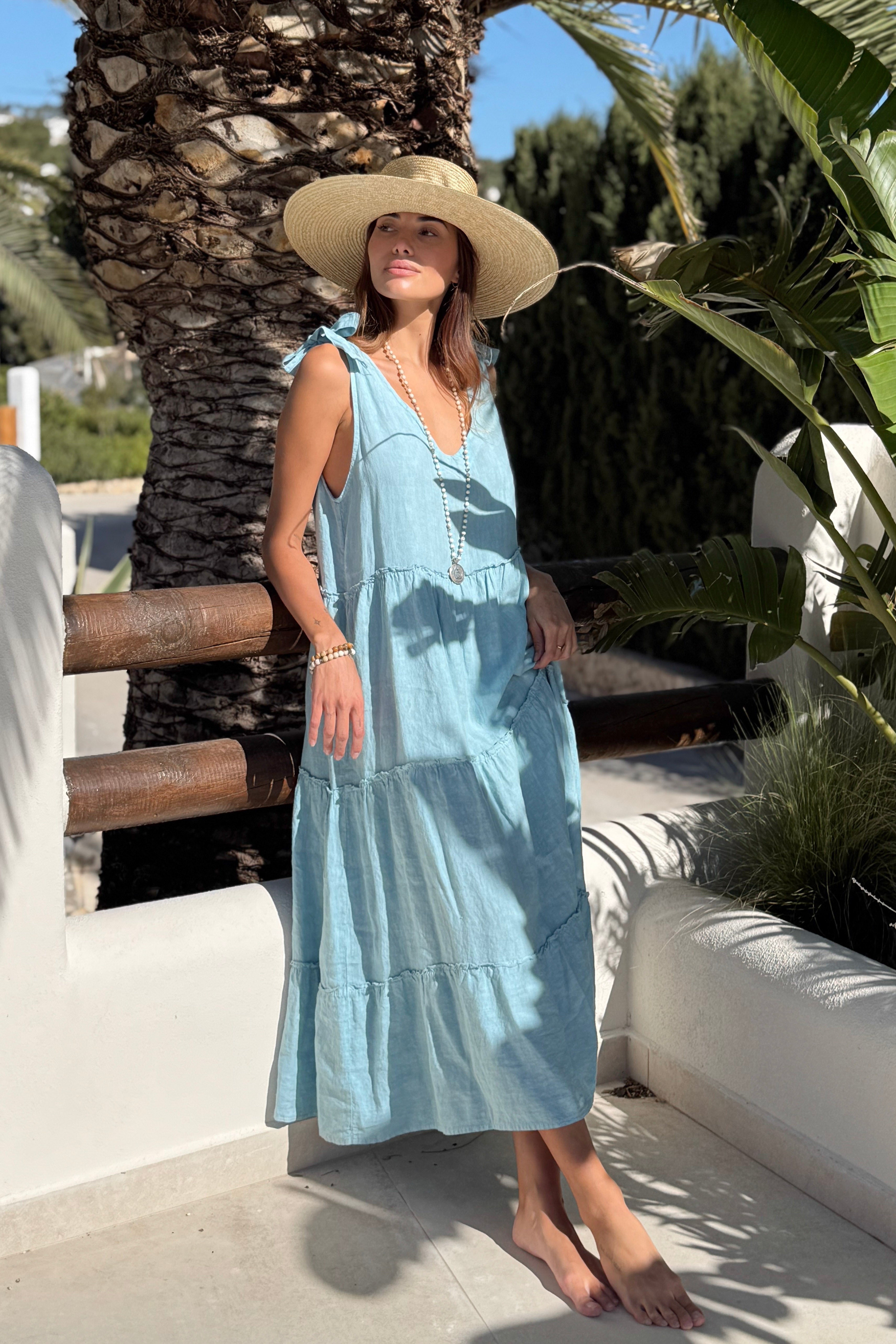 aqua linen dress Aqua Linen Dress Gardenia Hafiz