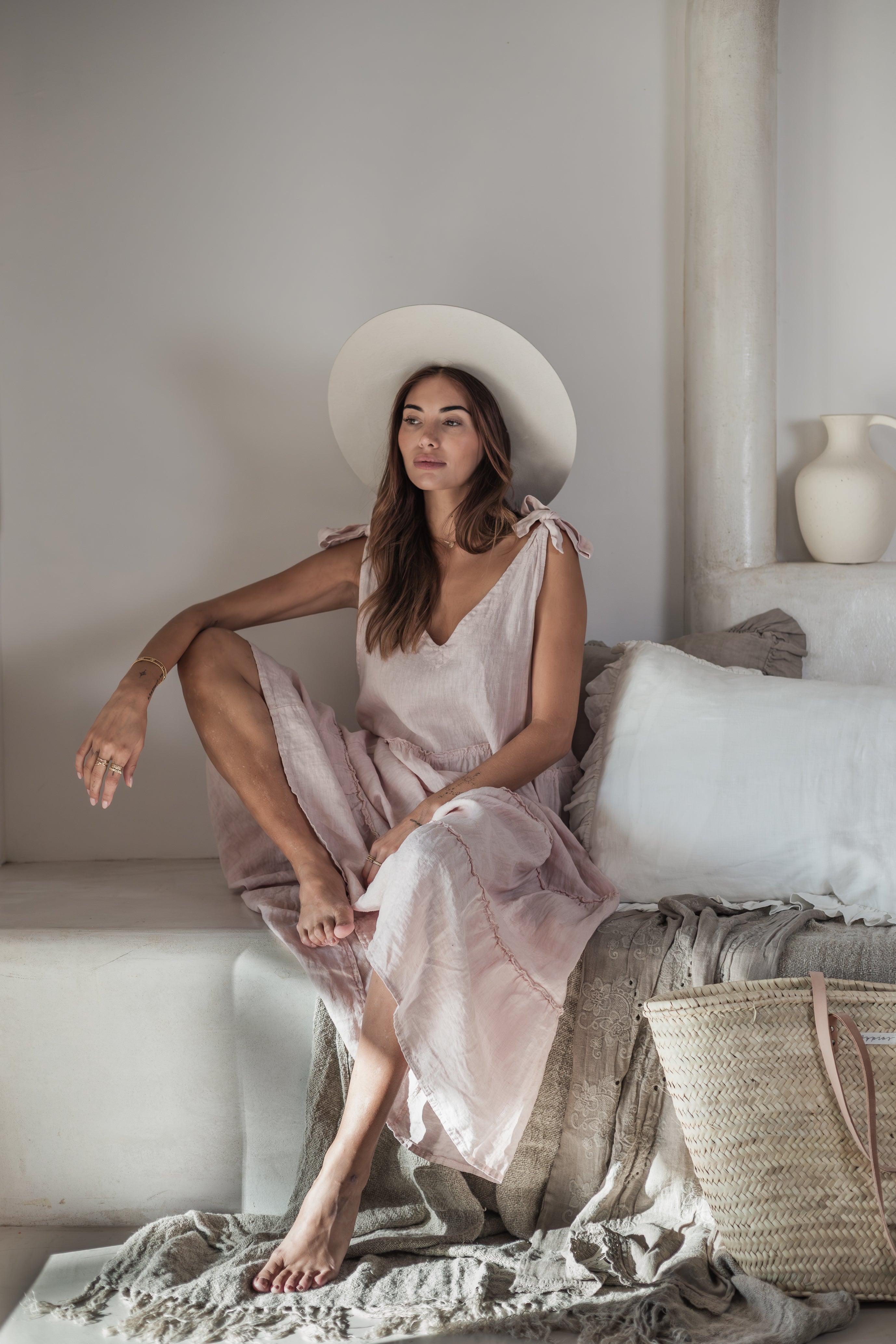 Riviera Romance linen dress, light pink BYPIAS Riviera Romance linen dress, light pink BYPIAS