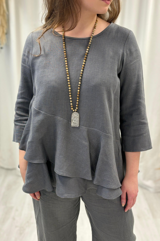 Ruffle dream pellavapaita, grafiitin harmaa