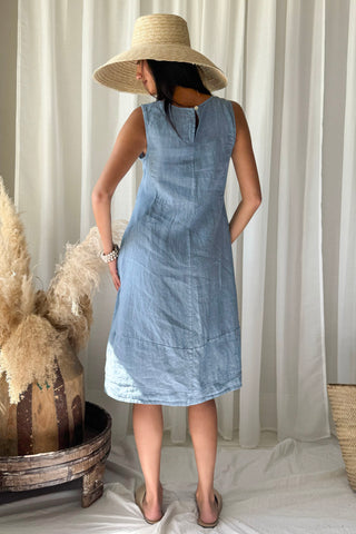 Salma pellavamekko, denim blue