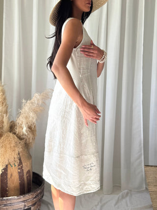 Salma linen dress, sand
