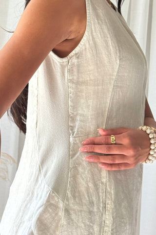 Salma linen dress, sand