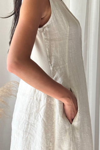 Salma linen dress, sand