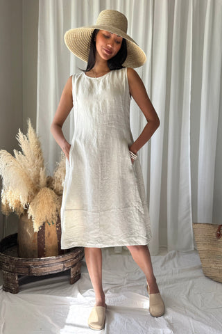 Salma linen dress, sand