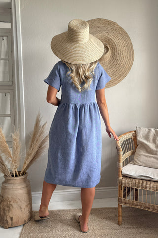 Santorini pellavamekko, denim blue