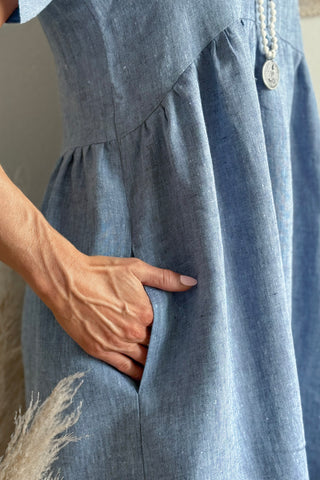 Santorini pellavamekko, denim blue