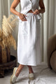 Sarie long linen skirt, white