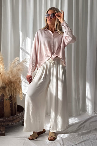 Satin Love satin pants, off white