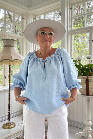 Sofia linen blouse, oxford blue