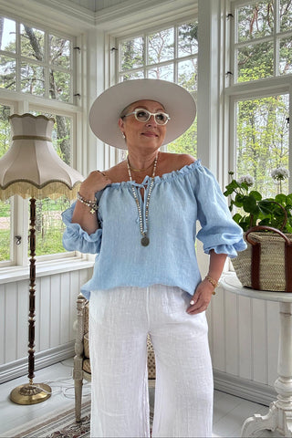 Sofia linen blouse, oxford blue