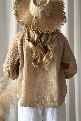 Soft Charm cotton shirt, safari