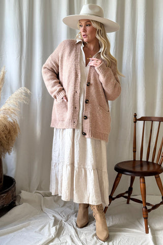 Softy neuletakki, blush pink