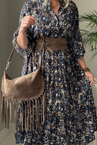 Suede wide nahkavyö, beige