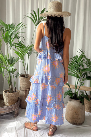 Sun print cami puuvillamekko, light blue