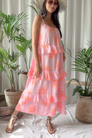 Sun print cami puuvillamekko, light pink