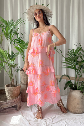 Sun print cami puuvillamekko, light pink