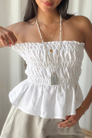Sunstar linen top, white
