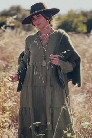 Sylvia linen dress, green