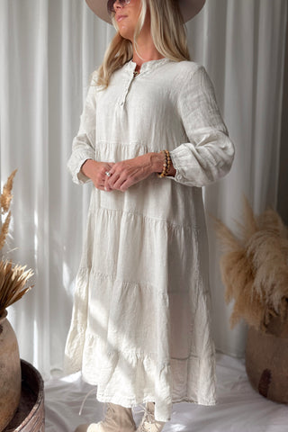 Sylvia linen dress, sand