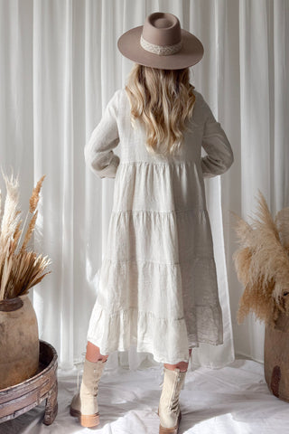 Sylvia linen dress, sand