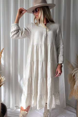 Sylvia linen dress, sand
