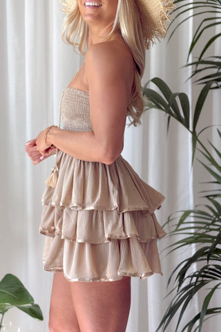 Tekiri viskoosimekko, beige