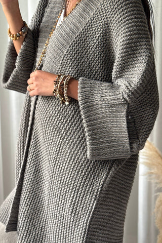 Tess chunky neuletakki, taupe