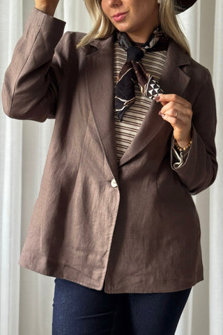 Timeless linen blazer, coffee