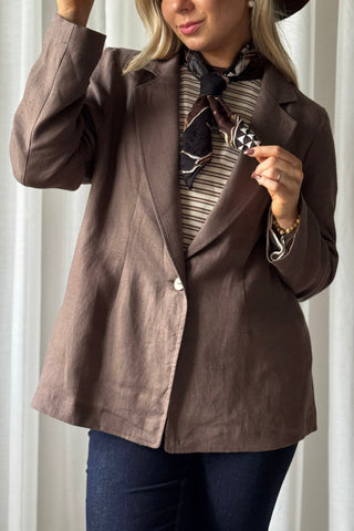 Timeless linen blazer, coffee