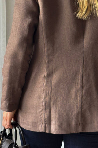 Timeless linen blazer, coffee