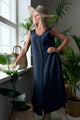 Valencia linen dress, navy