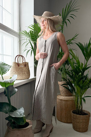Valencia pellavamekko, taupe