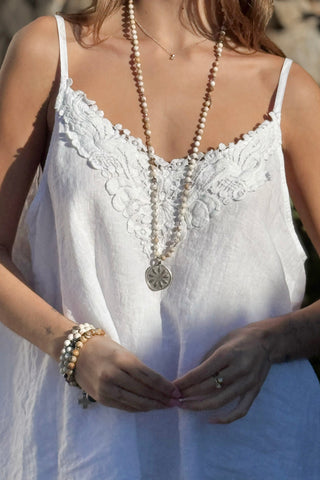 Vida linen top, white 