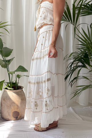Vihara puuvillahame ja toppi setti, off white