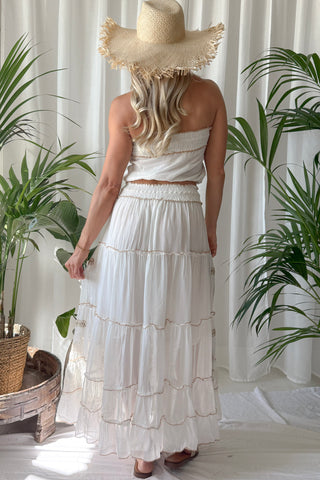 Vihara puuvillahame ja toppi setti, off white