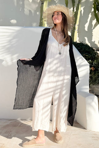 Vista linen kaftan, black
